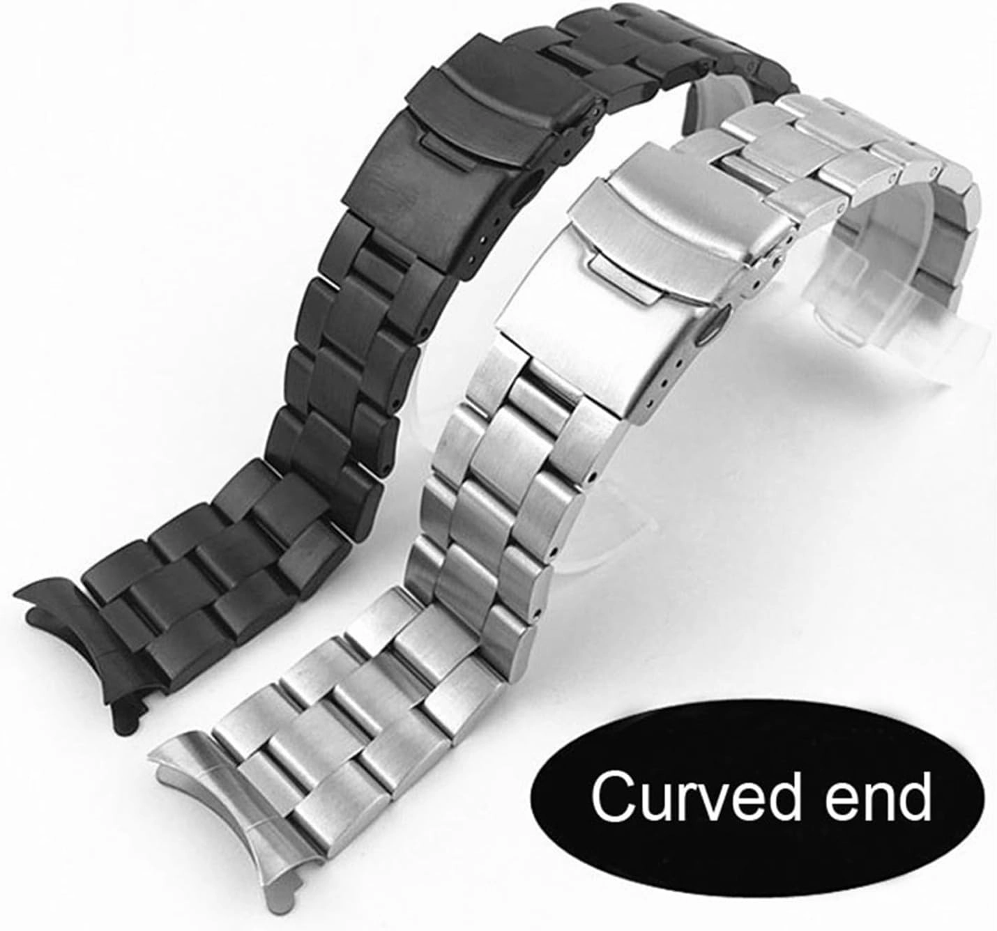 Curved End Stainless Steel Metal Watch Band Replacement Bands 18mm 22mm 20mm Men Woman Universal Quick Change Bracelet