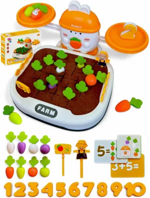 Cute Bunny Balance Math Toy with Carrot Harvest Game - STEM Learning Toy for Toddlers - Counting and Number Blocks, Educational Activity Toys for Kids Ages 3 4 5 Kindergarten Preschool Birthday Gift