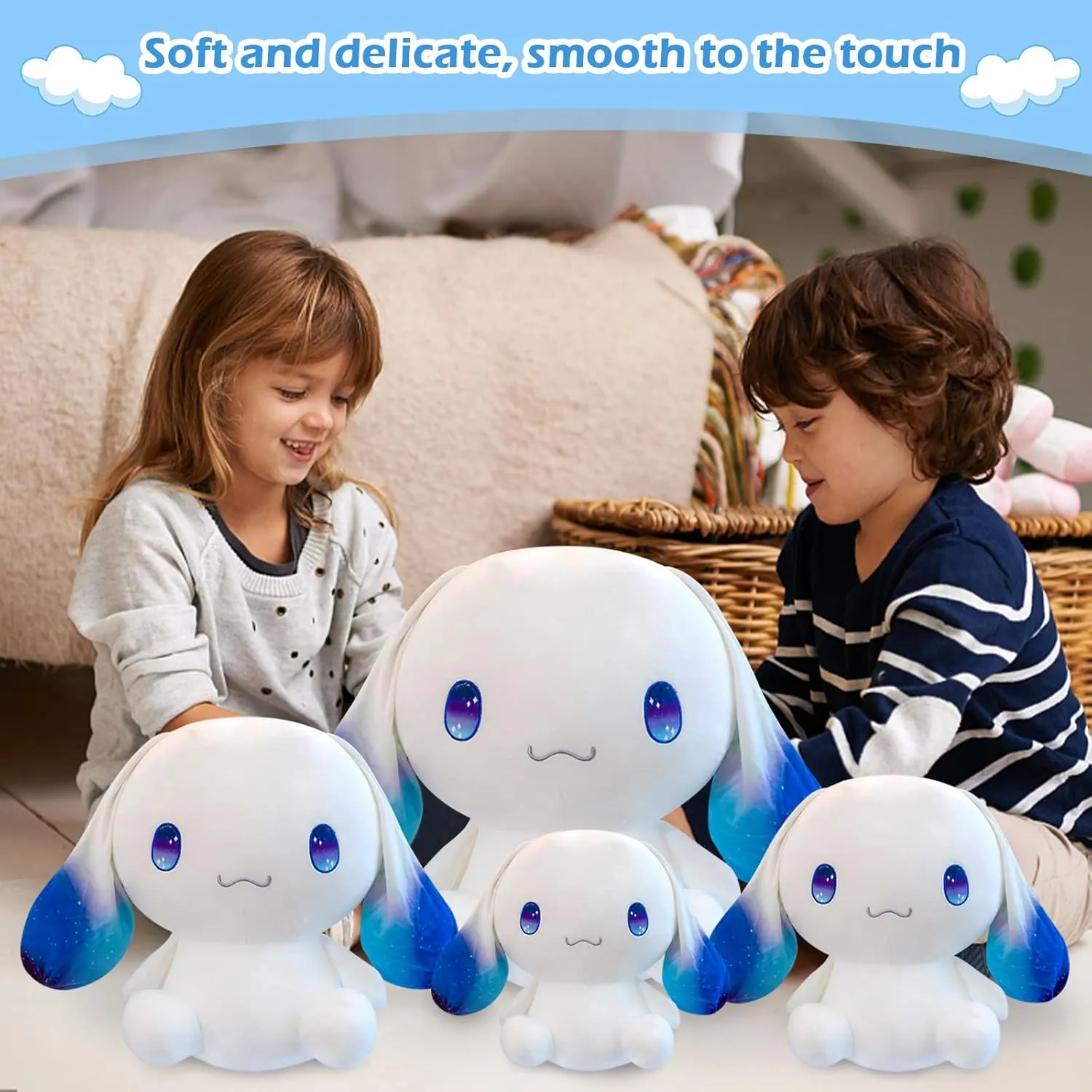 Cute Plushies Dog Stuffed Animals Big Ear White Plush Toy Hugging Animal Soft Gift Accompany for Boy Girls Kids Birthdays Christmas, Body Pillow (11.8inch)…