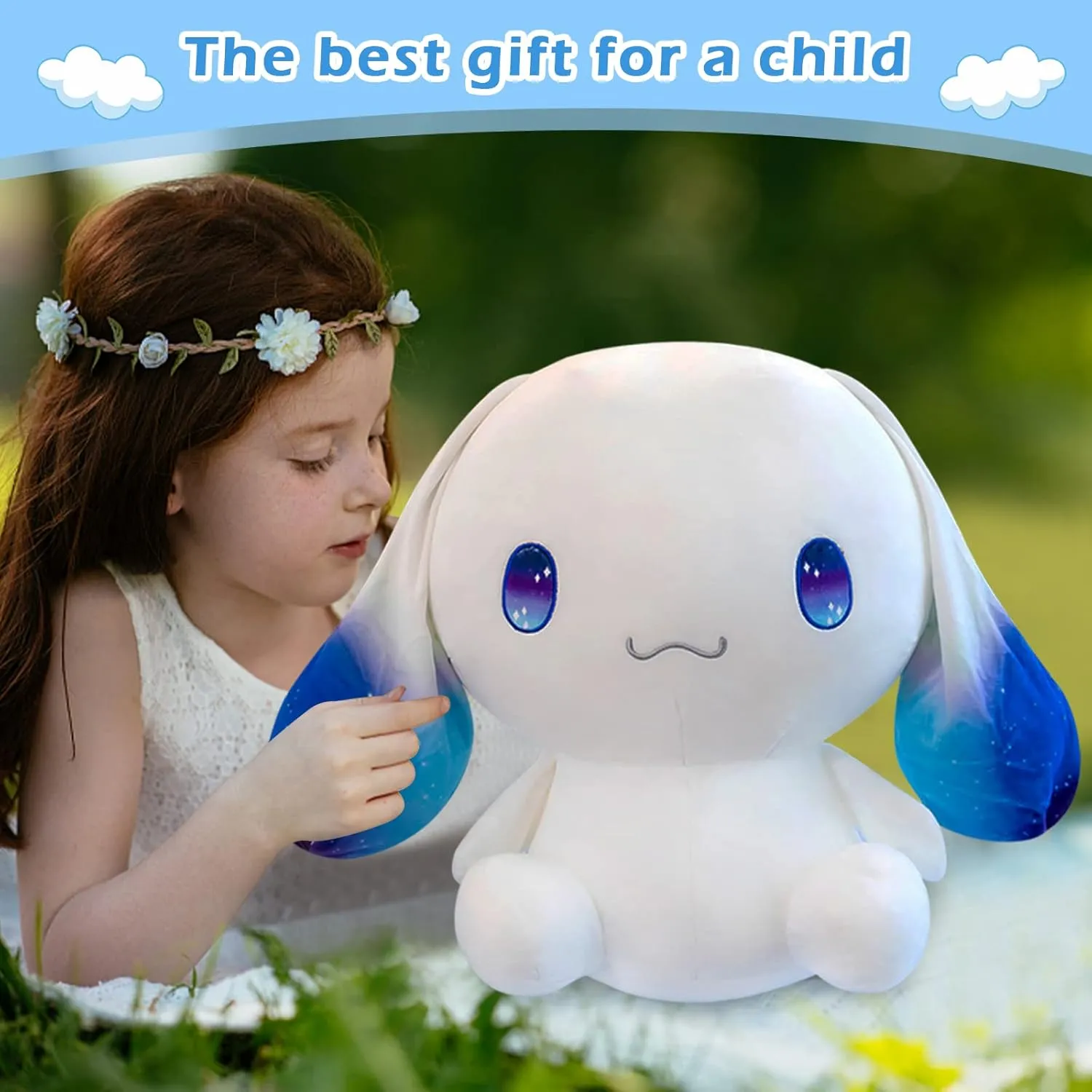 Cute Plushies Dog Stuffed Animals Big Ear White Plush Toy Hugging Animal Soft Gift Accompany for Boy Girls Kids Birthdays Christmas, Body Pillow (11.8inch)…
