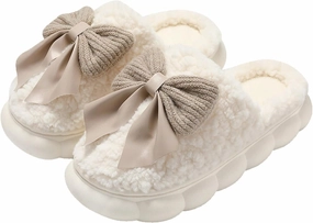 Cute Bow Slippers Slippers For Women/Men Cozy House Slippers Memory Foam Slippers Plush Bedroom Indoor Outdoor Shoes