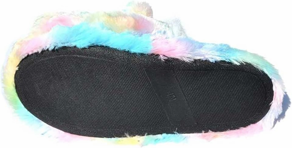 Cute Rainbow Llama Plush Slippers | Alpaca Plush Home Shoes | Fluffy Girls Slippers