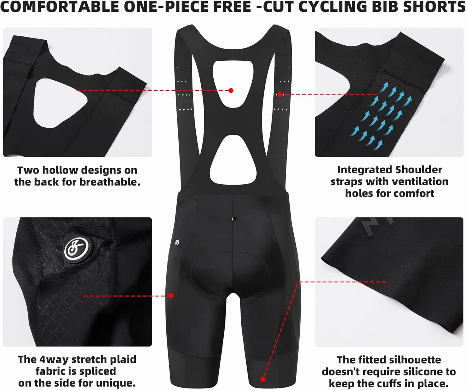 Cycling Bib Shorts for Men - Road Bike Bicycle Breathable Padded Riding Tights