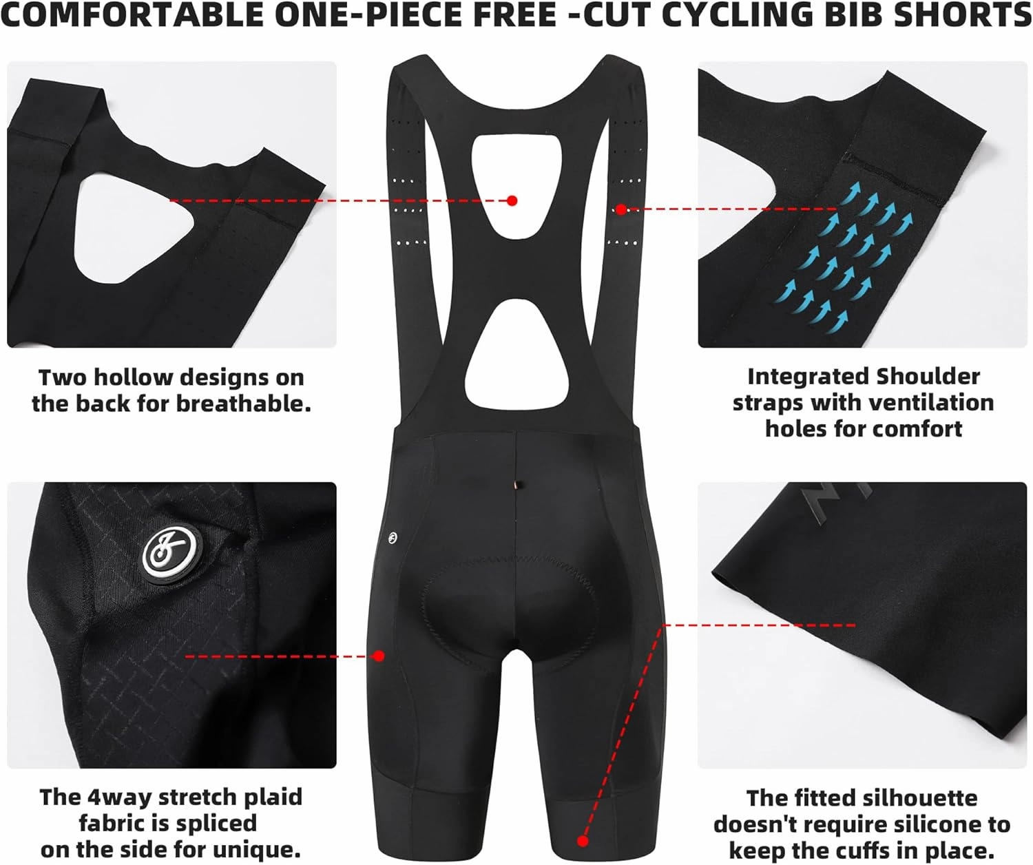 Cycling Bib Shorts for Men - Road Bike Bicycle Breathable Padded Riding Tights