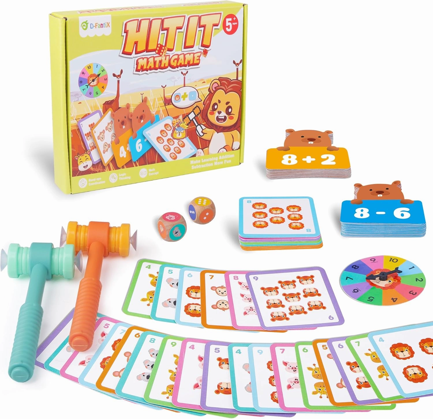 D-FantiX Addition and Subtraction Games, Math Games for Kids, Math Manipulatives Games for Kindergarten Elementary 1st 2nd 3rd Grade, Montessori Educational Math Learning Toy for Classroom Homeschool