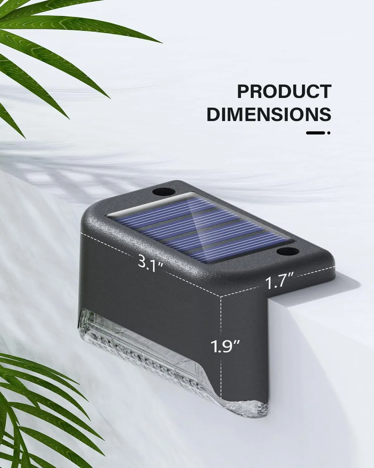 Deck Lights Solar Powered, 20 Pack Outdoor Waterproof Led， Step Powered Used Outside, For Deck, Stairs, Patio Fence, Garden,Cool White 4500K Black