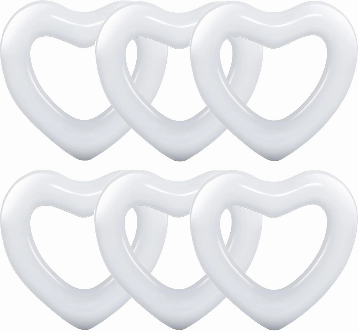 Deekin 47.3 x 39.4 Inch White Heart Pool Floats Adult Size Inflatable Pool Floatie for Bachelorette Party Swim Tube Rings for Wedding Bride Decoration Beach Swimming Floaty Fun Toy Raft Lounge, 6 Pcs