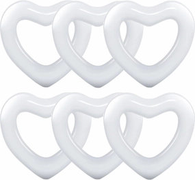 Deekin 47.3 x 39.4 Inch White Heart Pool Floats Adult Size Inflatable Pool Floatie for Bachelorette Party Swim Tube Rings for Wedding Bride Decoration Beach Swimming Floaty Fun Toy Raft Lounge, 6 Pcs