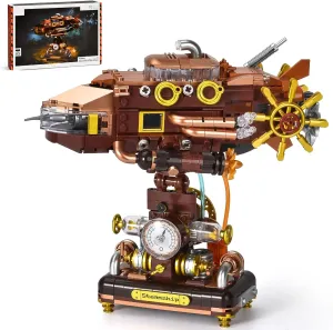 Deep-Sea Submarine Building Set for Adults,Ocean Retro Submarine Building Toy with Lights,Home Office Decor Mechanical Building Blocks Model,Gift for Men Kids and Boys 8-14(740pcs)