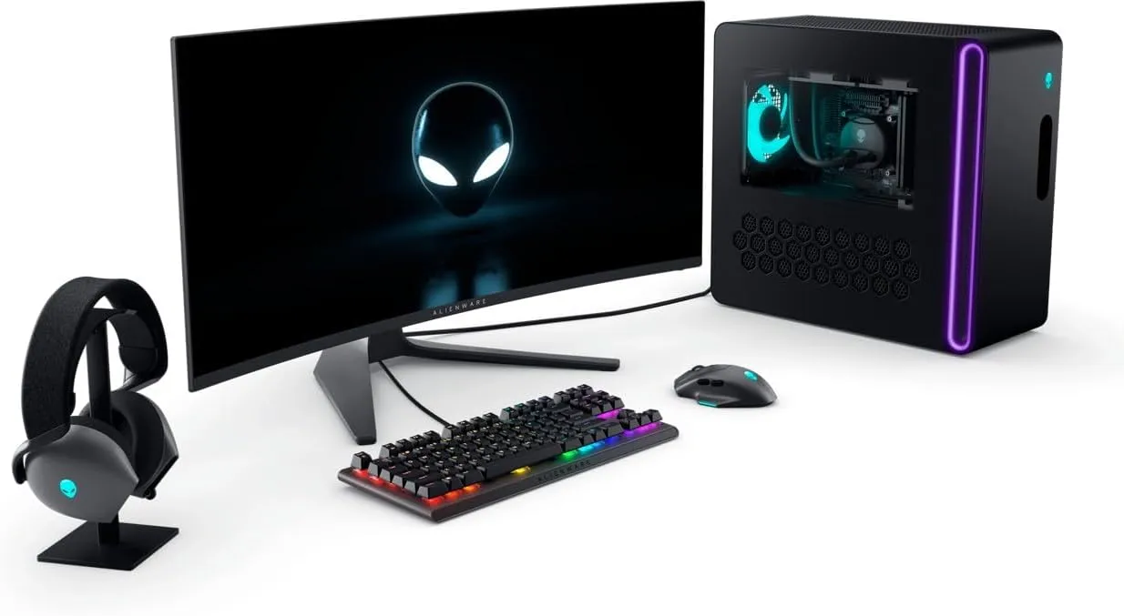 Dell Alienware Aurora R16 Gaming Desktop PC - NVIDIA RTX 5080 16GB GDDR7 - Intel Core Ultra 9 Processor 285K - AlienFX Liquid Cooling - Win 11 Pro, Office Pro(64 GB DDR5 | 8 TB SSD 2TB HDD)