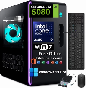 Dell Alienware Aurora R16 Gaming Desktop 2025 - NVIDIA RTX 5080 GDDR7 (Beats RTX 4090) • Intel Ultra 9 285K(AI NPU) • Win 11 Pro • Office License • WiFi 7(64GB DDR5 • 8TB SDD • 2TB HDD)