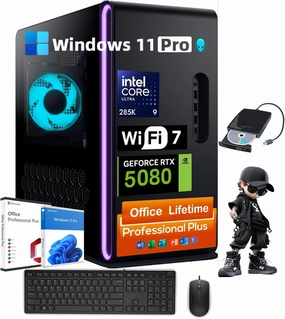 Dell Alienware Aurora-R16 Gaming Desktop - NVIDIA RTX 5080 GDDR7 (Beats RTX 4090), Intel Ultra 9 285K (24-Core, Up to 5.7GHz), Win 11 Pro • w/Office Lifetime License (64GB DDR5, 2TB SSD, 2TB HDD)