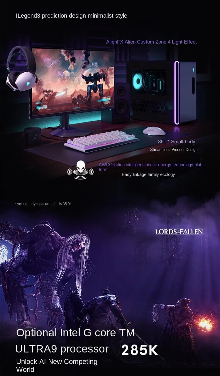 Dell Alienware Aurora R16 Gaming Desktop PC | NVIDIA RTX 5080 16GB GDDR7 | Intel Ultra 9 285K(24-Core, Up to 5.7GHz) | 64GB DDR5 | 8TB SSD | 2TB HDD | Win11 Pro | 1000W PSU Clear Side Panel