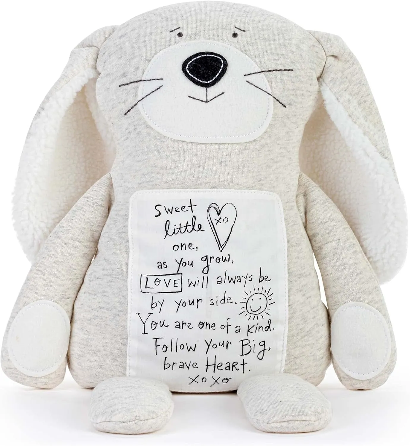 DEMDACO Poetic Threads Sweet Little One Grey and White 13 Inch Stuffed Plush Animal Bunny Grey