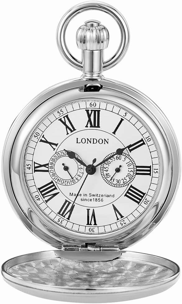 Dentily Vintage Copper Train London Design Hand Winding Mechanical Pocket Watch Mens Watches