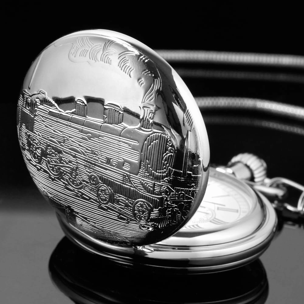 Dentily Vintage Copper Train London Design Hand Winding Mechanical Pocket Watch Mens Watches
