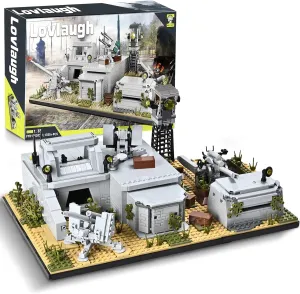 Desert Military Fortress Building Kit - 1350 PCS Model Set with Anti-Aircraft Gun, Cannon, Watchtower, Movable Battle Accessories for Adults & Kids (Ages 6 )