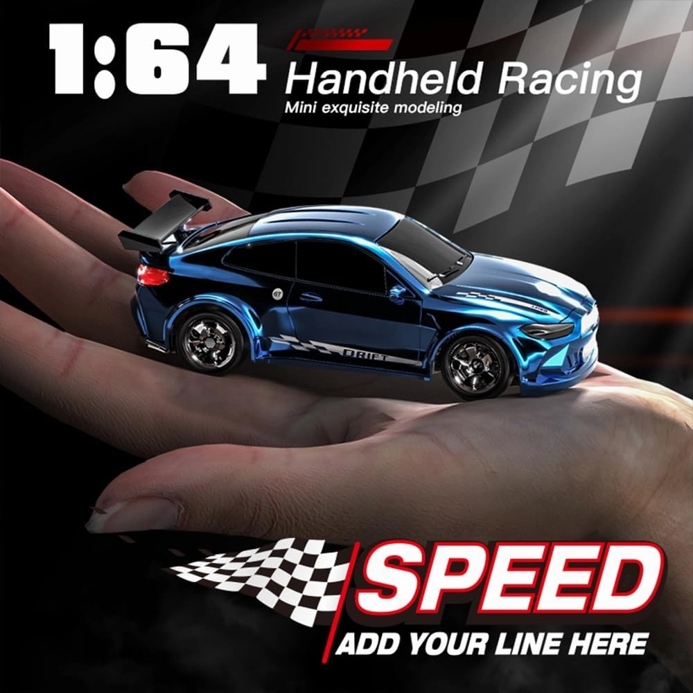 Desktop Drift Car for Boys Kids Adults, 1/64 Scale Remote Control Car with LED Lights, 4WD Mini RC Drift Cars for Race, Children's Gifts and Toys