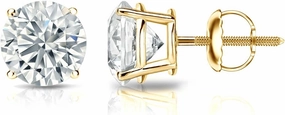 Diamond Wish 14k Yellow Gold Round Diamond Stud Earrings (3/5ct TW, G-H, VS2-SI1) 4-Prong Basket, Screw Back