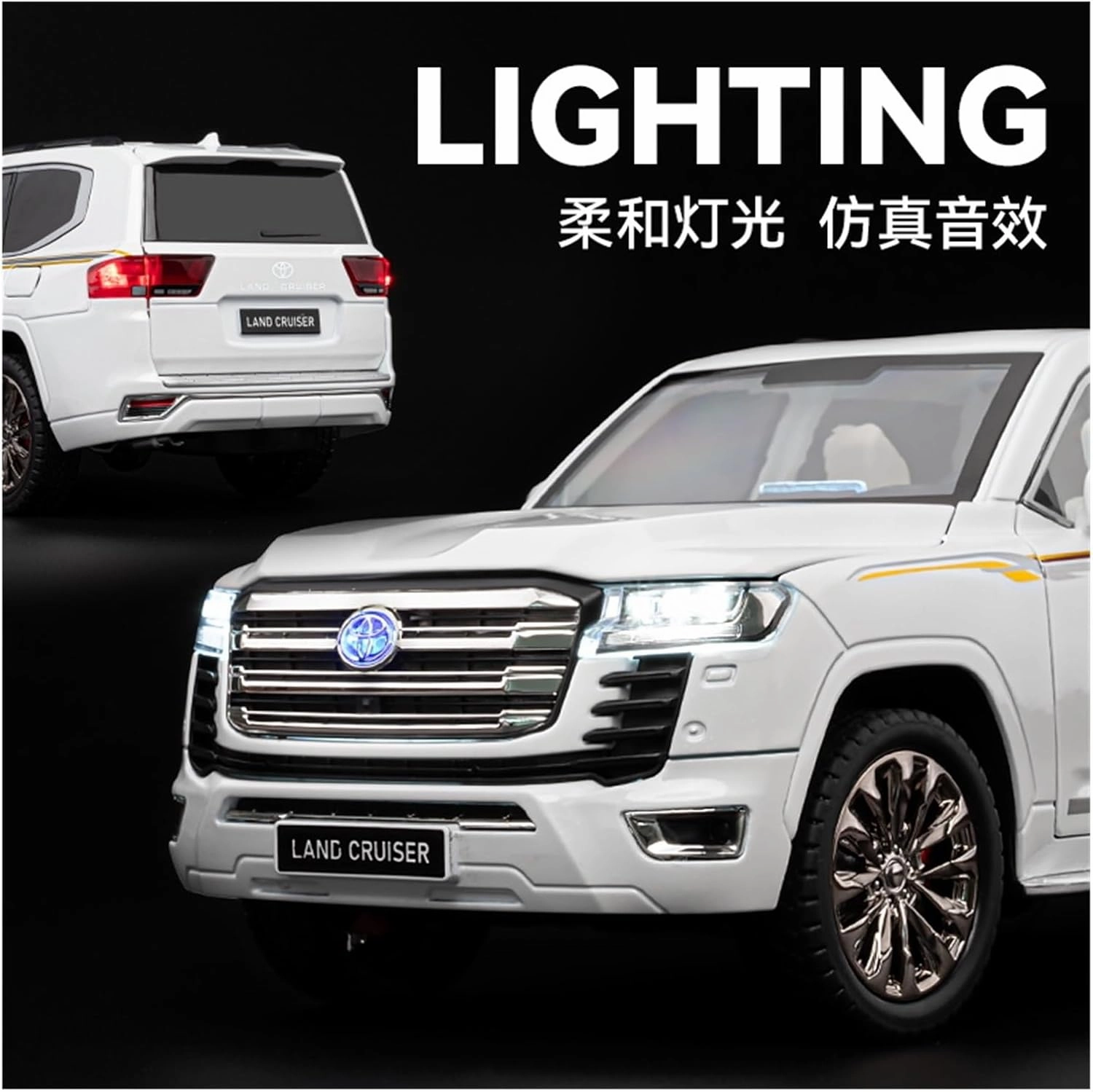 Die Casting 1:24 1:18 for Toyota Land Cruiser Prado LC80 Alloy Simulation Car Model Sound and Light Pull-Back Miniature Model Collection Presents(1:18 Prado Black with Box)