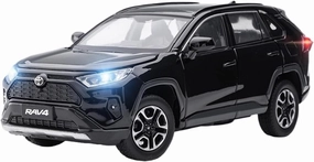 Die Casting 1:24 1:32 for Toyota RAV4 Highlander Prado Cruiser Series Alloy Car Model Simulation Sound and Light Miniature Vehicle Model Presents(1/32 RAV4 Black)