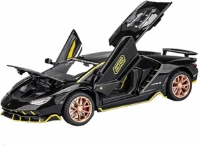 Die Casting 1:24 for Lamborghini Revuelto SVJ63 Venom 770 Alloy Simulation Car Model Sound and Light Pull-Back Miniature Model Collection Presents(770 Bright Black)