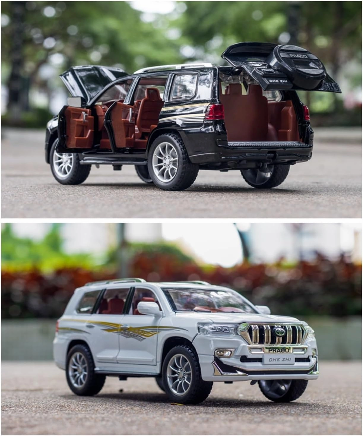 Die Casting 1:24 for Toyota Prado Land Cruiser Series Alloy Simulation Car Model Sound and Light Pull-Back Miniature Model Collection Presents(1:24 Prado Black)