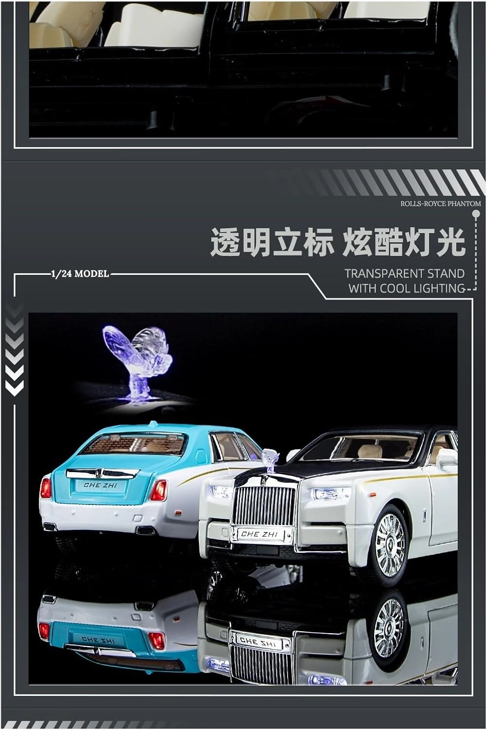 Die Casting 1:32 1:24 1:18 for Rolls-Royce Phantom Cullinan Alloy Simulation Car Model Sound and Light Pull-Back Miniature Model Collection Presents(1:32 White)