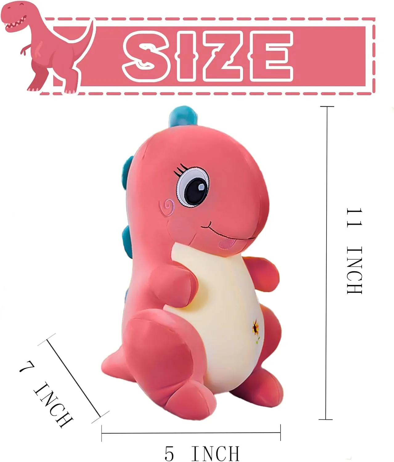 Dinosaur Plush Toys, Soft and Cuddly Dinosaur Interactive Plush Pillow Doll, Suitable for Ages 3 and Up (Red Tyrannosaurus)