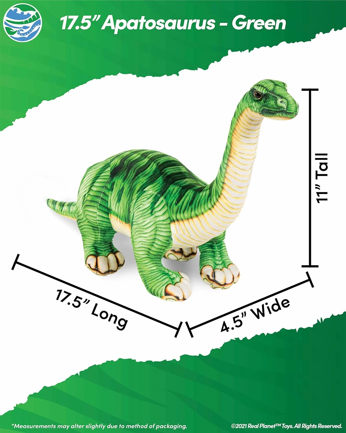 Dinosaur Plush Toy - Dinosaur Stuffed Animals, Dino Plushie, Green Apatosaurus (21.5 Long)