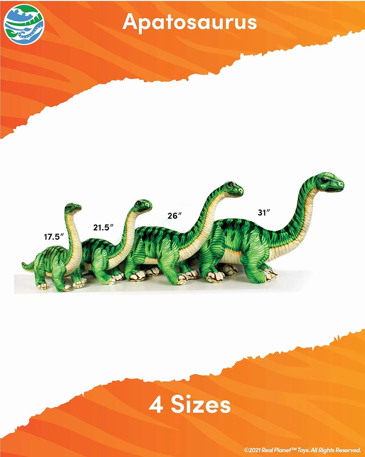 Dinosaur Plush Toy - Dinosaur Stuffed Animals, Dino Plushie, Green Apatosaurus (21.5 Long)