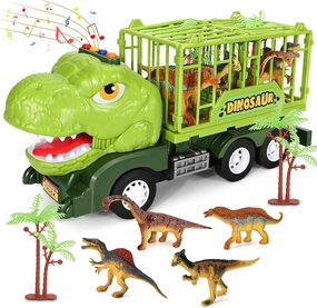 Dinosaur Truck Toys for Kids 2-4 5 Years Old Boys, Monster Truck Toys with Dinosaur Figures and Trees, Capture Jurassic Tyrannosaurus Play Set
