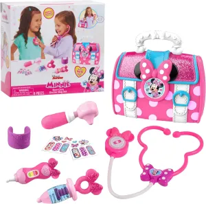 Disney Junior Minnie Mouse Bow-Care 8-piece Doctor Kit for Toddlers Ages 3-5 Lights and Sounds Stethescope, Officially Licensed, Pink, Preschool Pretend Play Kids, Kids Toys for Ages 3 Up by Just Play