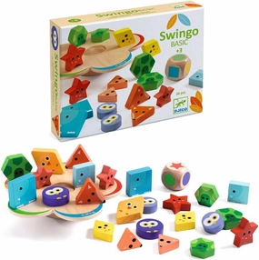 DJECO Basic SwingoBasi Balance Game - Interactive Learning and Recognizing Colorful Geometric Shapes Toy - Educational Toddler & Baby Toys for Girls & Boys, 3  Years