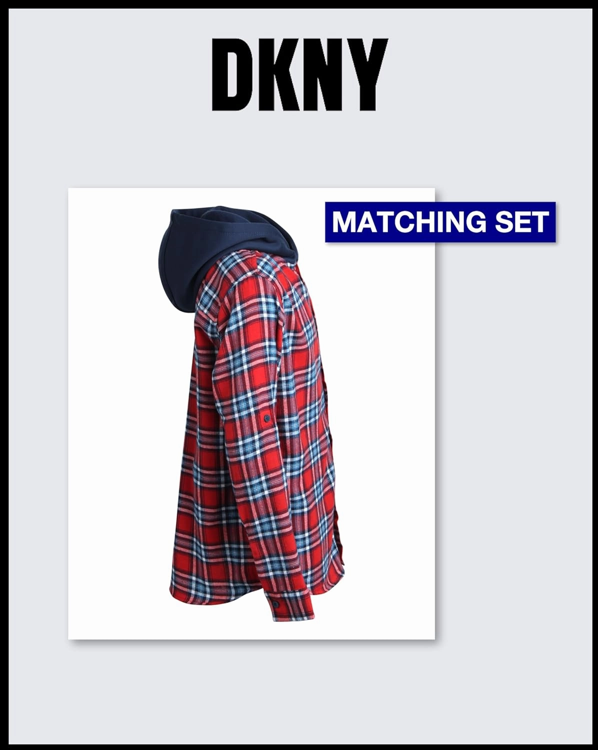 DKNY Boys' Shirt - 2 Piece Woven Button Down Shirt with Hood and Jogger Pants - Matching Outfit Clothing Set for Boys, 4-12