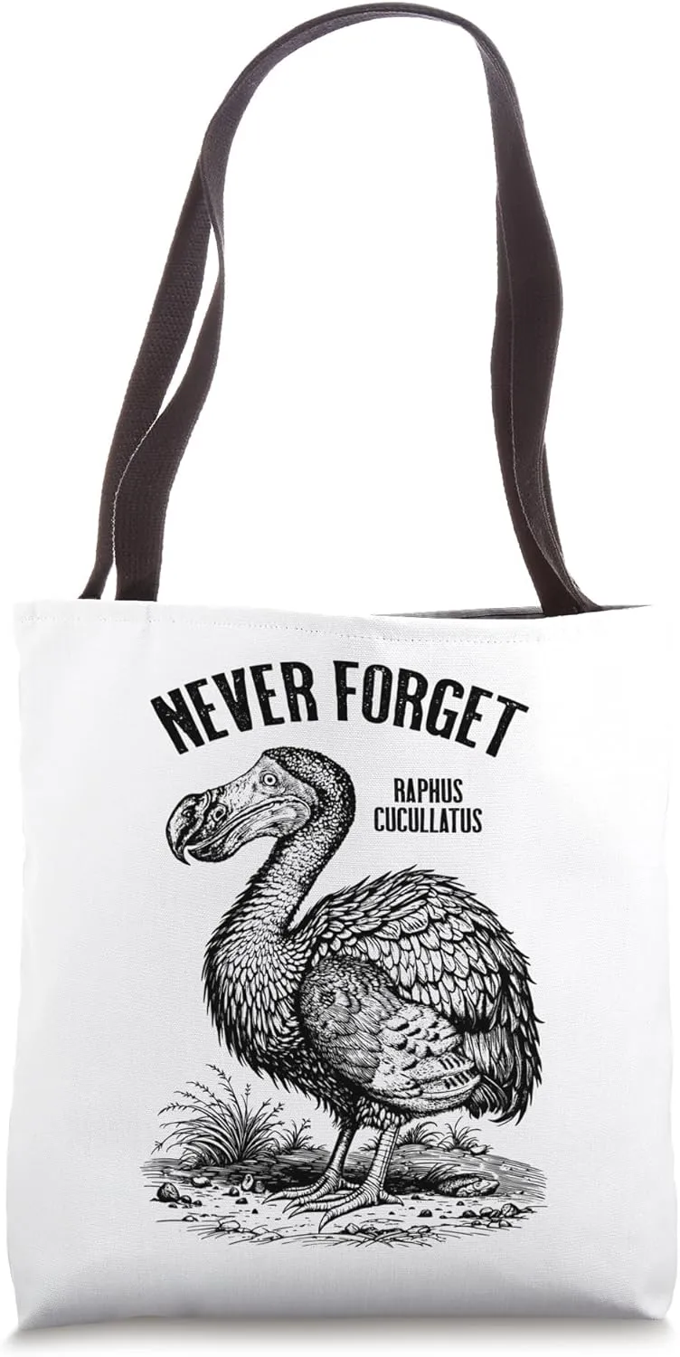 Dodo Never Forget Raphus Cucullatus Extinct Paleontology Tote Bag