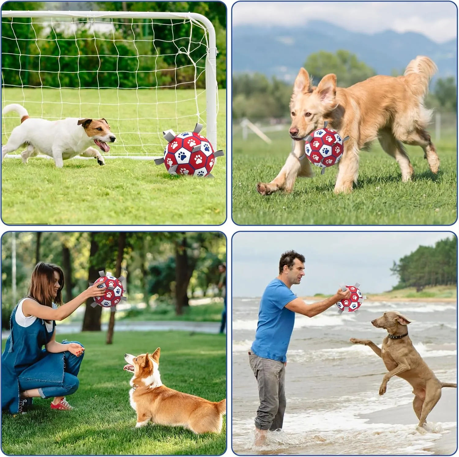 Dog Balls, Interactive Dog Toys for Tug of War, Dog Soccer Ball with 9 Nylon Straps for Indoor Outdoor, Dog Toys for Small Dogs & Medium Gift for Birthday(6 inch)