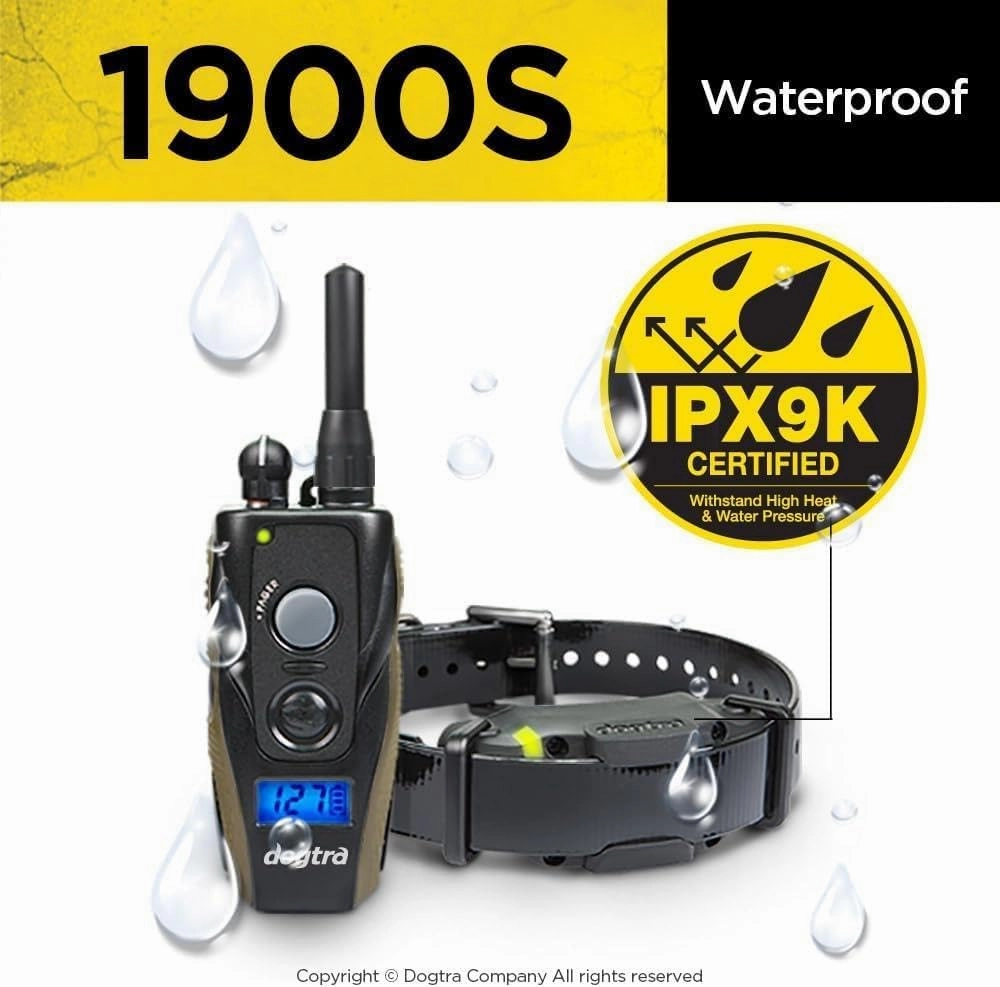 Dogtra 1900S Ergonomic 3/4-Mile IPX9K Waterproof High-Output Remote Dog Training E-Collar