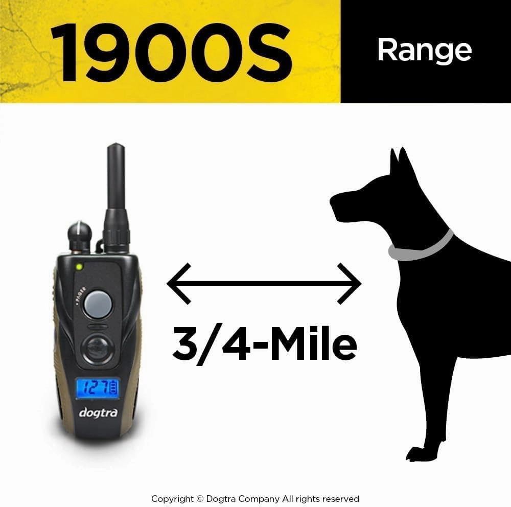 Dogtra 1900S Ergonomic 3/4-Mile IPX9K Waterproof High-Output Remote Dog Training E-Collar