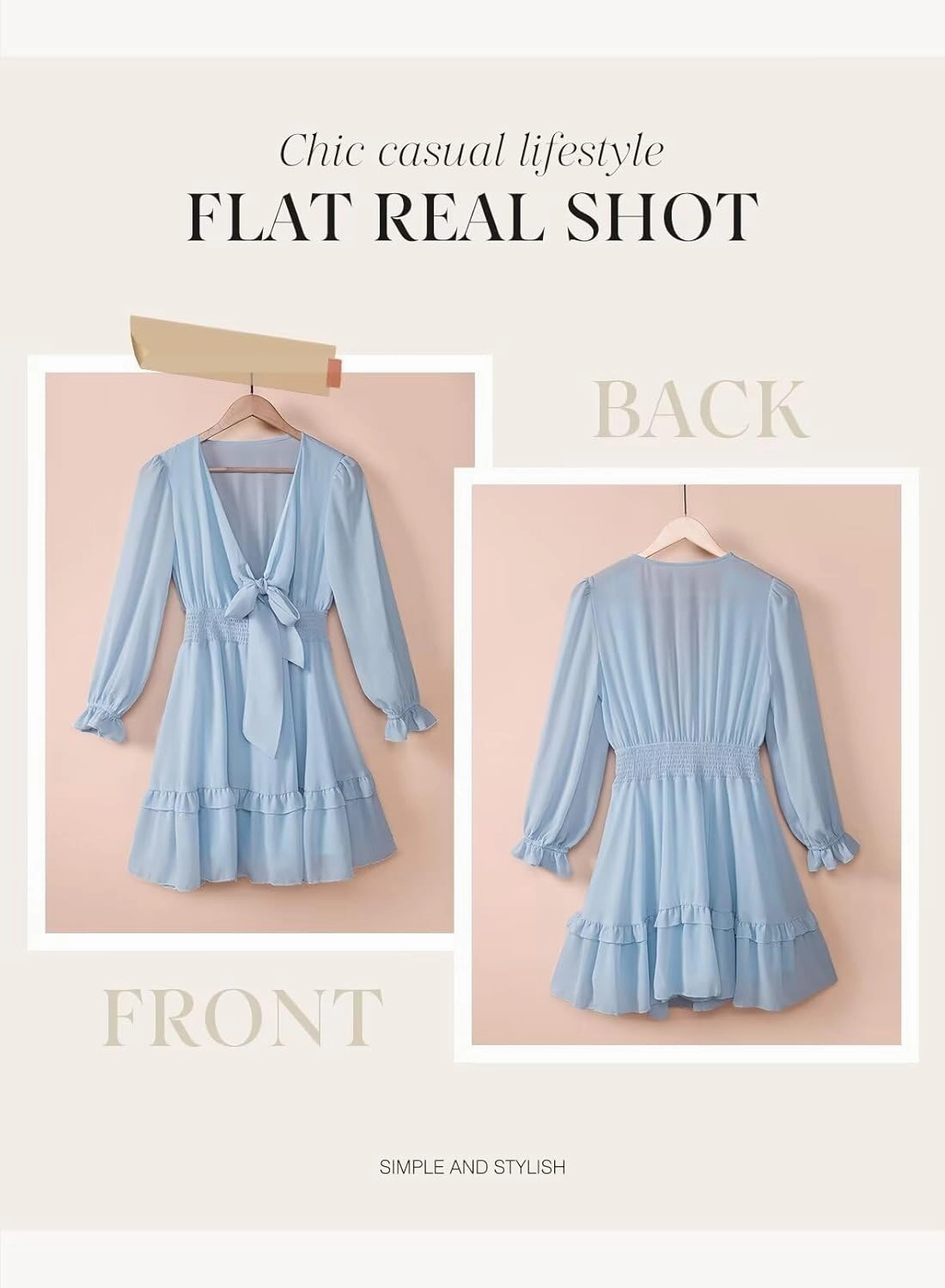 Dokotoo Womens Casual Spring Summer 2025 Deep V Neck Knotted Tiered Chiffon Elegant Mini Short Swing Skater Dresses