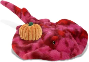 DolliBu Pink Tie-Dye Stingray Stuffed Animal with Pumpkin Decor - Pumpkin Plush Animal for Fall, Halloween and Thanksgiving, Pumpkin Toy for Baby, Kids, Adults - 20 Inches
