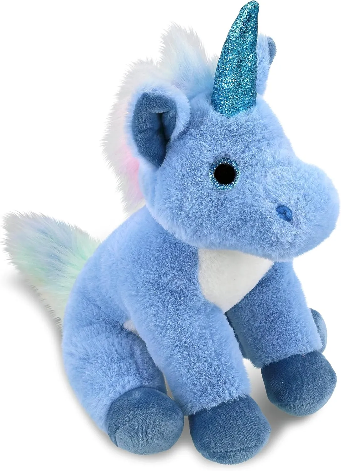 DolliBu Plush Blue Unicorn Stuffed Animal - Soft Huggable Unicorn, Adorable Playtime Plush Toy, Cute Fantasy Cuddle Gifts for Kids and Adults - 9 Inches