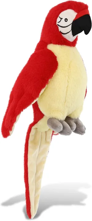 DolliBu Red Parrot Bird Super Soft Stuffed Animal, Cute Realistic Stuffed Animals for Girls, Boys, Adults Animal Gifts, Kids Nursery Decor for Newborn, Cuddly Soft Baby Plush Toys - 9 Inches