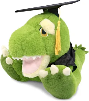 DolliBu T-Rex Dinosaur Graduation Plush Toy - Super Soft Dinosaur Plush Graduation Stuffed Animal Dress Up with Graduation Gown and Cap with Tassel Outfit - Congratulatory Graduation Gift - 12 Inches