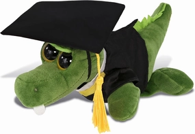 DolliBu Big Eye Alligator Graduation Plush Toy - Super Soft Graduation Stuffed Animal Dress Up Gown and Cap with Tassel Outfit with Personalization - 6 Inches