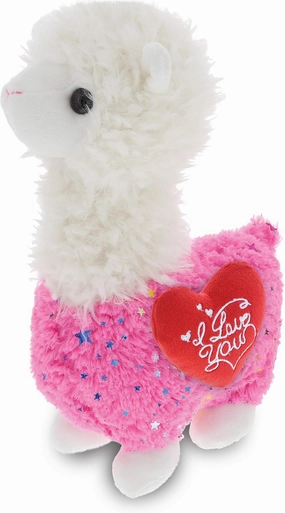 DolliBu I Love You Valentine Plush Sparkle Pink Llama - Cute Stuffed Animal with Red Heart and Name Personalization Gift for Valentines Day, Birthday, Anniversary, Romantic Date - 11 Inches