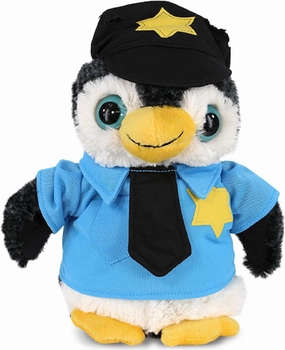 DolliBu Penguin Police Officer Plush Toy - Super Soft Penguin Cop Stuffed Animal Dress Up with Cute Cop Uniform Shirt and Cap Outfit with Personalization - 8 Inches