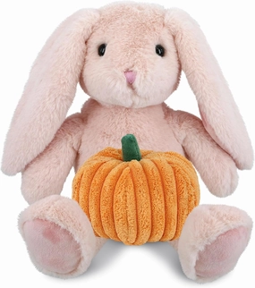 DolliBu Super Soft Baby Pink Rabbit Stuffed Animal with Pumpkin Plush Decor - Rabbit Pumpkin Plush Animal for Fall, Halloween and Thanksgiving, Pumpkin Plush Toy for Baby, Kids, Adults - 8 Inches