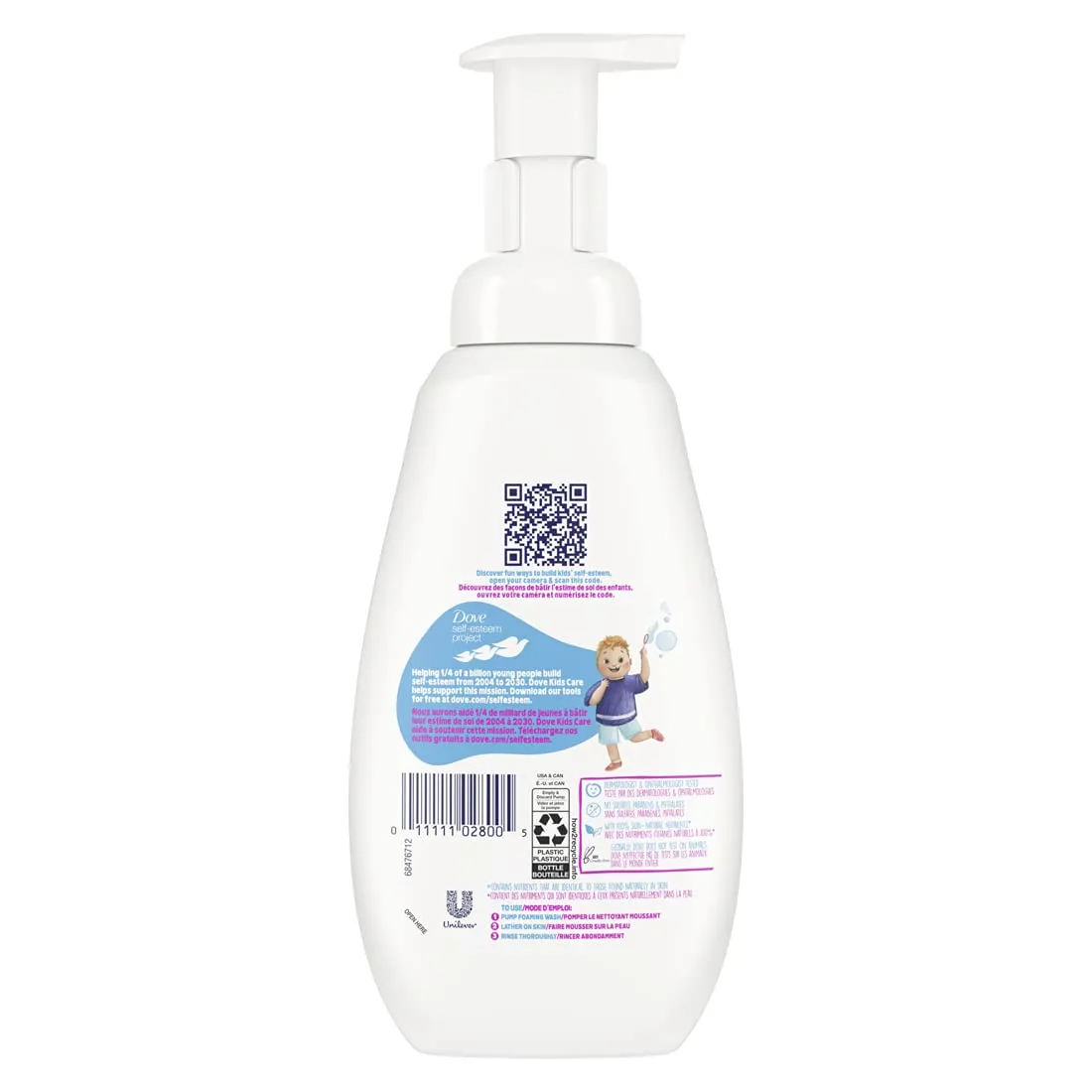 Dove Foaming Body Wash 4 Count For Kids Cotton Candy Hypoallergenic Skin Care, 13.5 Fl Oz