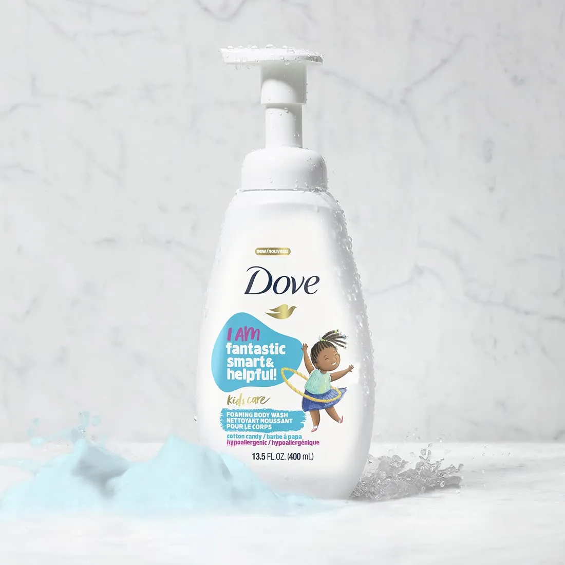 Dove Foaming Body Wash 4 Count For Kids Cotton Candy Hypoallergenic Skin Care, 13.5 Fl Oz
